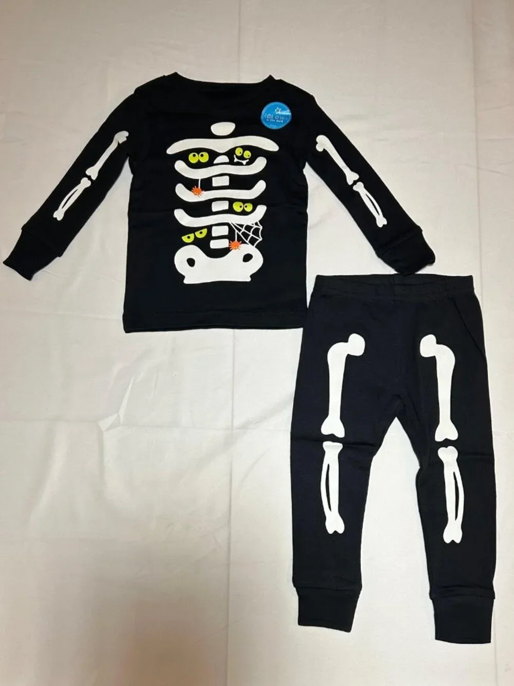 Carter's Boys 12 Months Halloween Black Skeleton Glow in the Dark PJ Set